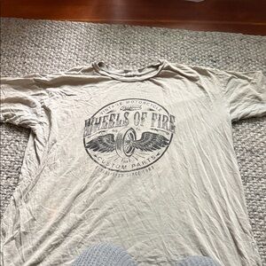 Garage Beige Graphic 'Wheels of Fire' Short Sleeve Tee